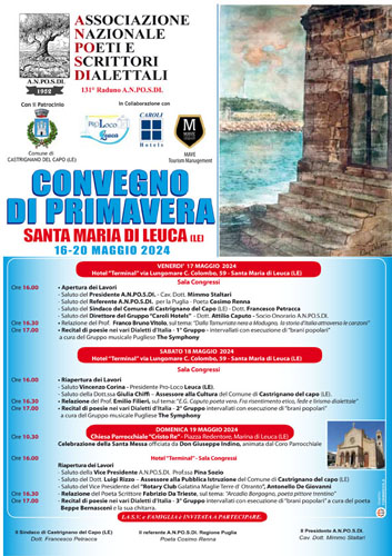 CONVEGNO DI PRIMAVERA - Santa Maria di Leuca 16-20 Maggio 2024